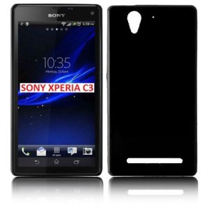 CUSTODIA GEL TPU SILICONE LUCIDA per SONY XPERIA C3 D2533, XPERIA C3 DUAL SIM D2502 COLORE NERO