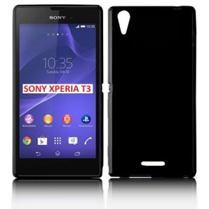 CUSTODIA GEL TPU SILICONE LUCIDA per SONY XPERIA T3 D5102, D5103, D5106 COLORE NERO