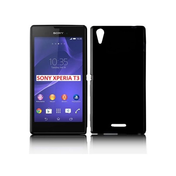 CUSTODIA GEL TPU SILICONE LUCIDA per SONY XPERIA T3 D5102, D5103, D5106 COLORE NERO