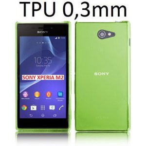 CUSTODIA GEL TPU SILICONE ULTRA SLIM 0,3mm per SONY XPERIA M2 COLORE VERDE TRASPARENTE