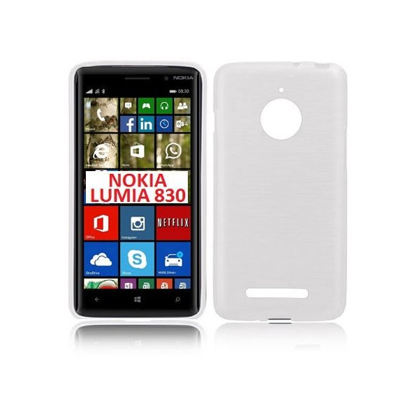 CUSTODIA TPU SILICONE per NOKIA LUMIA 830 COLORE BIANCO EFFETTO METALLICO