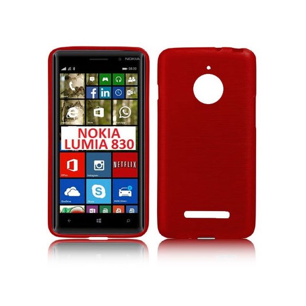 CUSTODIA TPU SILICONE per NOKIA LUMIA 830 COLORE ROSSO EFFETTO METALLICO