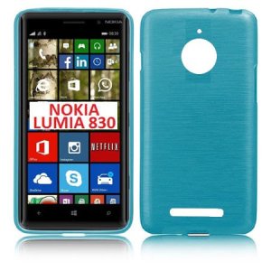 CUSTODIA TPU SILICONE per NOKIA LUMIA 830 COLORE BLU EFFETTO METALLICO