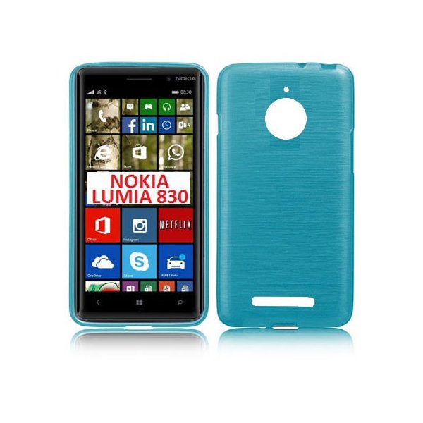 CUSTODIA TPU SILICONE per NOKIA LUMIA 830 COLORE BLU EFFETTO METALLICO