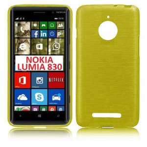 CUSTODIA TPU SILICONE per NOKIA LUMIA 830 COLORE GIALLO EFFETTO METALLICO