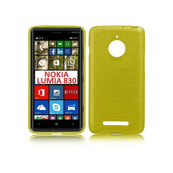 CUSTODIA TPU SILICONE per NOKIA LUMIA 830 COLORE GIALLO EFFETTO METALLICO