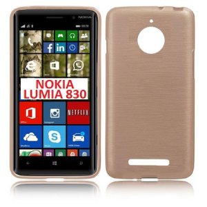 CUSTODIA TPU SILICONE per NOKIA LUMIA 830 COLORE ORO EFFETTO METALLICO