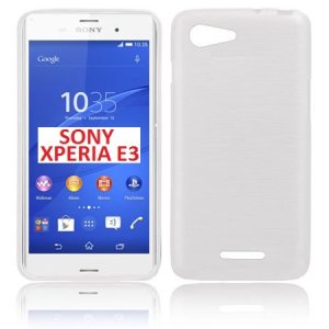 CUSTODIA GEL TPU SILICONE per SONY XPERIA E3 COLORE BIANCO EFFETTO METALLICO