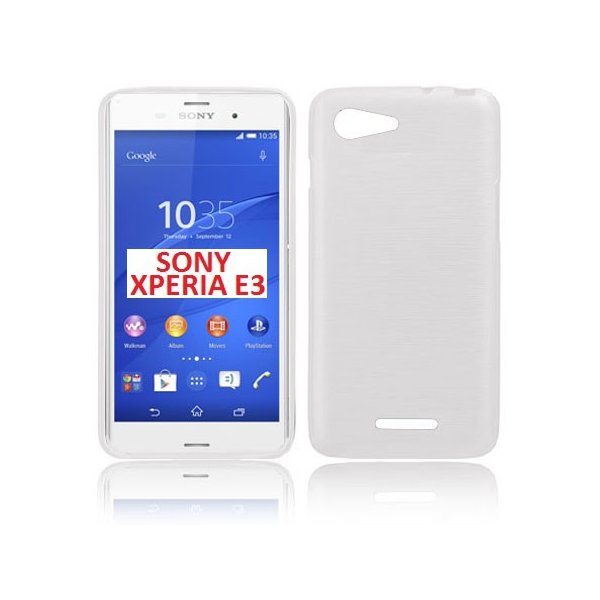 CUSTODIA GEL TPU SILICONE per SONY XPERIA E3 COLORE BIANCO EFFETTO METALLICO