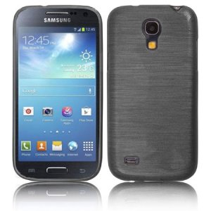 CUSTODIA TPU SILICONE per SAMSUNG I9190 GALAXY S4 MINI COLORE NERO EFFETTO METALLICO