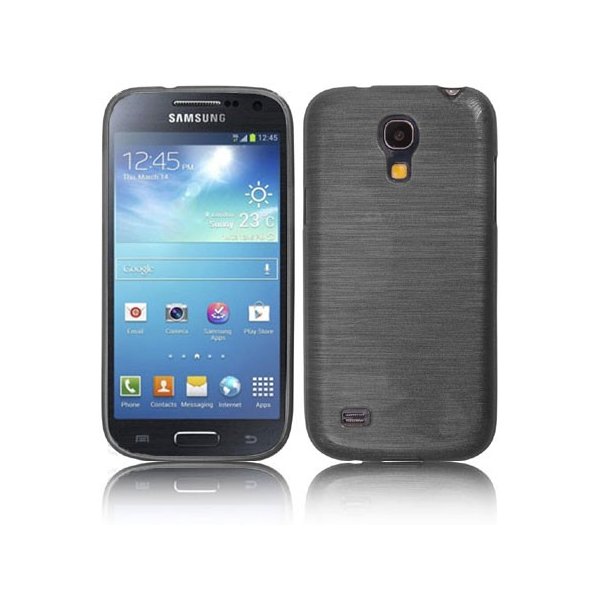 CUSTODIA TPU SILICONE per SAMSUNG I9190 GALAXY S4 MINI COLORE NERO EFFETTO METALLICO