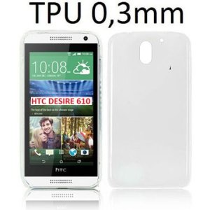 CUSTODIA GEL TPU SILICONE ULTRA SLIM 0,3mm per HTC DESIRE 610 COLORE BIANCO TRASPARENTE