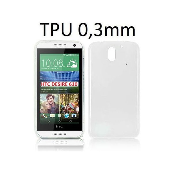 CUSTODIA GEL TPU SILICONE ULTRA SLIM 0,3mm per HTC DESIRE 610 COLORE BIANCO TRASPARENTE