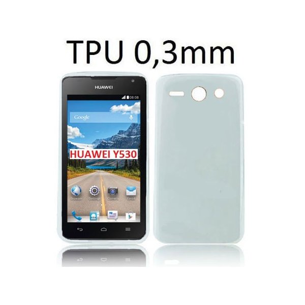 CUSTODIA GEL TPU SILICONE ULTRA SLIM 0,3mm per HUAWEI ASCEND Y530, C8813  COLORE BIANCO TRASPARENTE