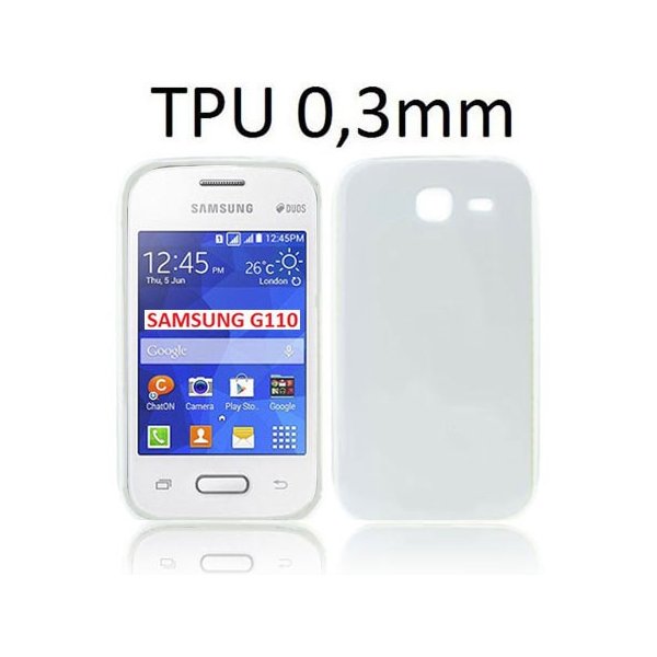 CUSTODIA GEL TPU SILICONE ULTRA SLIM 0,3mm per SAMSUNG G110 GALAXY POCKET 2 COLORE BIANCO TRASPARENTE