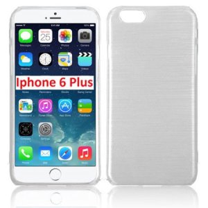 CUSTODIA TPU SILICONE per APPLE IPHONE 6 PLUS, IPHONE 6S PLUS 5.5" POLLICI COLORE BIANCO EFFETTO METALLICO