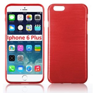 CUSTODIA TPU SILICONE per APPLE IPHONE 6 PLUS, IPHONE 6S PLUS 5.5" POLLICI COLORE ROSSO EFFETTO METALLICO