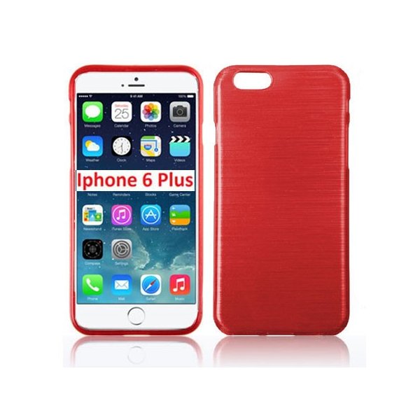 CUSTODIA TPU SILICONE per APPLE IPHONE 6 PLUS, IPHONE 6S PLUS 5.5" POLLICI COLORE ROSSO EFFETTO METALLICO