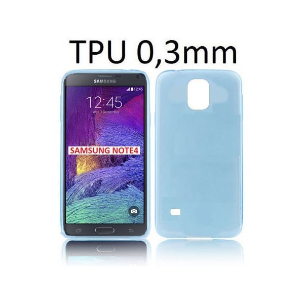 CUSTODIA GEL TPU SILICONE ULTRA SLIM 0,3mm per SAMSUNG GALAXY NOTE 4 COLORE AZZURRO TRASPARENTE