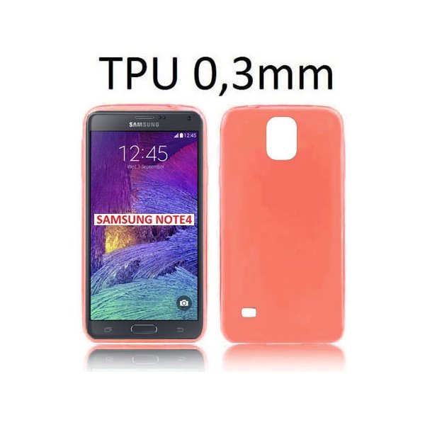 CUSTODIA GEL TPU SILICONE ULTRA SLIM 0,3mm per SAMSUNG GALAXY NOTE 4 COLORE ROSSO TRASPARENTE