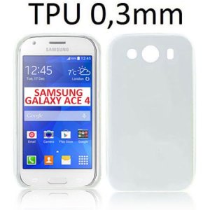 CUSTODIA GEL TPU SILICONE ULTRA SLIM 0,3mm per SAMSUNG G357 GALAXY ACE 4 COLORE NERO TRASPARENTE