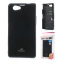 CUSTODIA GEL TPU SILICONE per SONY XPERIA Z1 COLORE NERO LUCIDO CON GLITTER ALTA QUALITA' MERCURY BLISTER