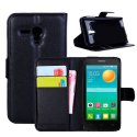 CUSTODIA FLIP ORIZZONTALE PELLE per ALCATEL ONE TOUCH POP D5 5038D CON STAND, PORTA CARTE E CHIUSURA MAGNETICA COLORE NERO