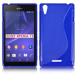 CUSTODIA GEL TPU SILICONE DOUBLE per SONY XPERIA T3 D5102, D5103, D5106 COLORE BLU