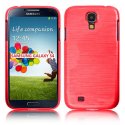 CUSTODIA TPU SILICONE per SAMSUNG I9500 GALAXY S4 COLORE ROSSO EFFETTO METALLICO