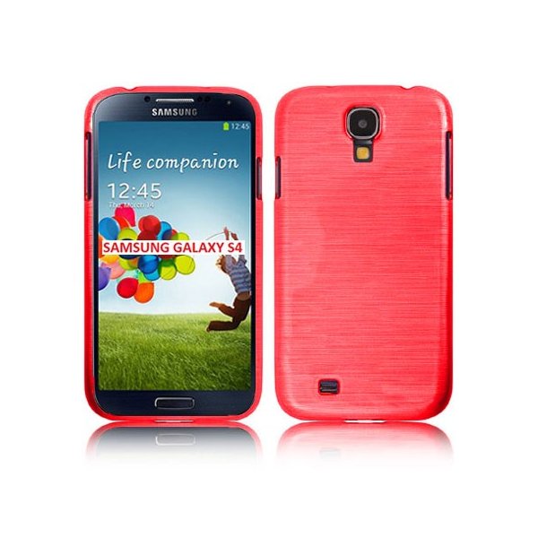 CUSTODIA TPU SILICONE per SAMSUNG I9500 GALAXY S4 COLORE ROSSO EFFETTO METALLICO