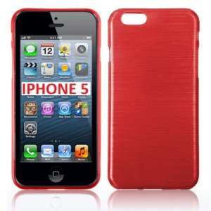 CUSTODIA TPU SILICONE per APPLE IPHONE 5, 5s COLORE ROSSO EFFETTO METALLICO