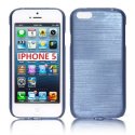 CUSTODIA TPU SILICONE per APPLE IPHONE 5, 5s COLORE BLU ACCIAIO EFFETTO METALLICO