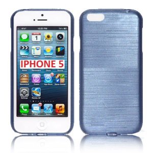 CUSTODIA TPU SILICONE per APPLE IPHONE 5, 5s COLORE BLU ACCIAIO EFFETTO METALLICO