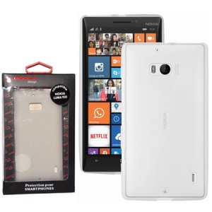 CUSTODIA GEL TPU SILICONE per NOKIA LUMIA ICON 929, LUMIA 930 COLORE BIANCO-TRASPARENTE ALTA QUALITA' MOCCA BLISTER