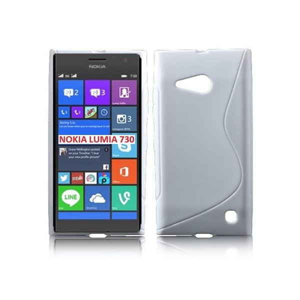 CUSTODIA GEL TPU SILICONE DOUBLE per NOKIA LUMIA 730 DUAL SIM, LUMIA 735 COLORE BIANCO