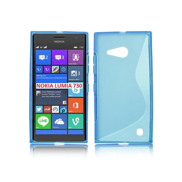 CUSTODIA GEL TPU SILICONE DOUBLE per NOKIA LUMIA 730 DUAL SIM, LUMIA 735 COLORE BLU