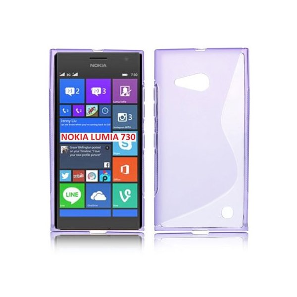 CUSTODIA GEL TPU SILICONE DOUBLE per NOKIA LUMIA 730 DUAL SIM, LUMIA 735 COLORE VIOLA