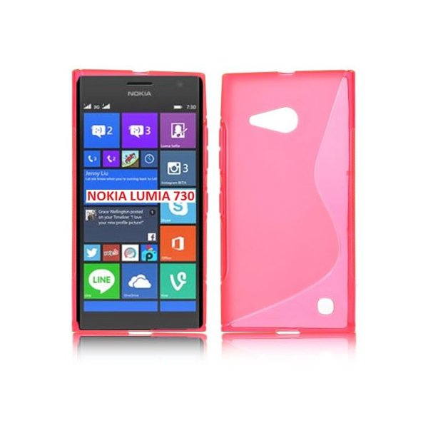 CUSTODIA GEL TPU SILICONE DOUBLE per NOKIA LUMIA 730 DUAL SIM, LUMIA 735 COLORE ROSA