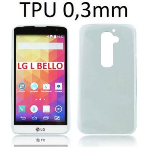 CUSTODIA GEL TPU SILICONE ULTRA SLIM 0,3mm per LG L BELLO, D331, L PRIME, D337 COLORE BIANCO TRASPARENTE