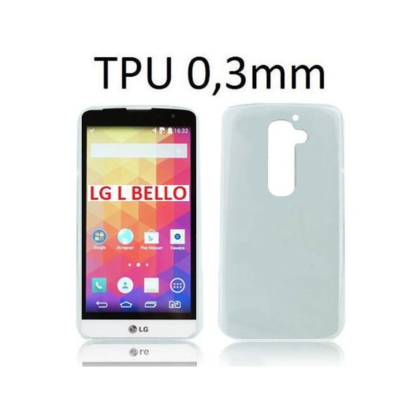 CUSTODIA GEL TPU SILICONE ULTRA SLIM 0,3mm per LG L BELLO, D331, L PRIME, D337 COLORE BIANCO TRASPARENTE