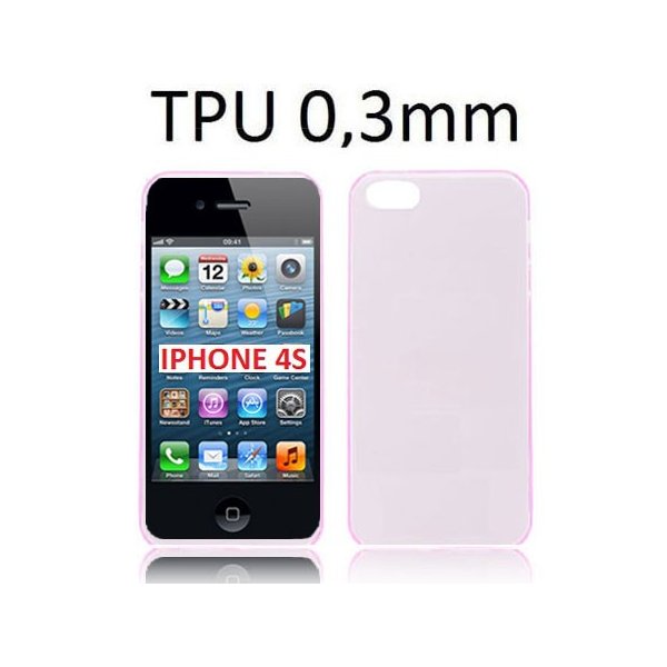 CUSTODIA GEL TPU SILICONE ULTRA SLIM 0,3mm per APPLE IPHONE 4, IPHONE 4s COLORE ROSA TRASPARENTE