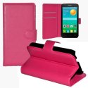 CUSTODIA FLIP ORIZZONTALE PELLE per ALCATEL ONE TOUCH POP D5 5038D CON STAND, PORTA CARTE E CHIUSURA MAGNETICA COLORE ROSA