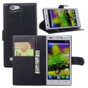 CUSTODIA FLIP ORIZZONTALE PELLE per ZTE BLADE L2 CON STAND, TASCHE PORTA CARTE E CHIUSURA MAGNETICA COLORE NERO