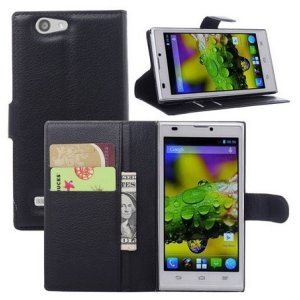 CUSTODIA FLIP ORIZZONTALE PELLE per ZTE BLADE L2 CON STAND, TASCHE PORTA CARTE E CHIUSURA MAGNETICA COLORE NERO