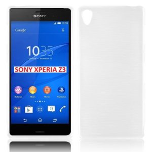 CUSTODIA TPU SILICONE per SONY XPERIA Z3 COLORE BIANCO EFFETTO METALLICO