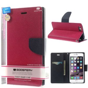 CUSTODIA FLIP ORIZZONTALE per APPLE IPHONE 6, 6S 4.7" POLLICI CON INTERNO IN TPU, STAND E PORTA CARTE FUCSIA FANCY DIARY BLISTER