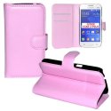 CUSTODIA FLIP ORIZZONTALE PELLE per SAMSUNG G350E GALAXY STAR 2 PLUS CON STAND E TASCHE PORTA CARTE COLORE ROSA