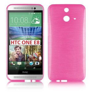 CUSTODIA GEL TPU SILICONE per HTC ONE E8 COLORE ROSA EFFETTO METALLICO