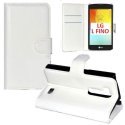 CUSTODIA FLIP ORIZZONTALE SIMILPELLE per LG L FINO, D290N, D295 CON STAND, TASCHE PORTA CARTE E CHIUSURA MAGNETICA COLORE BIANCO