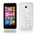 CUSTODIA TPU SILICONE per NOKIA LUMIA 630 FANTASIA PRINCIPESSA CON STRASS SU SFUMATURA COLORE BIANCO